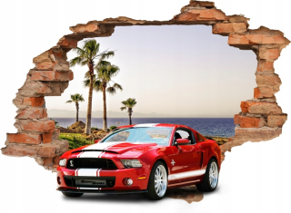Samolepky do detskej izby - Nálepky na nástenné autá Mustang Sports Cars 160 cm
