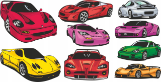 Samolepky do detskej izby - Ferrari Porsche Ford Gt Zonda Detské nálepky