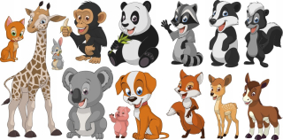 Samolepky do detskej izby - Detské nálepky žirafy Donkey Monkey Rabbit