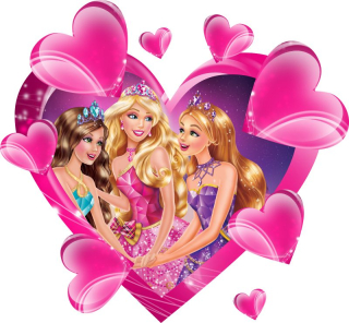 Destké samolepky - 3D samolepky na stenu Barbie 130x120cm Rozprávkové srdce