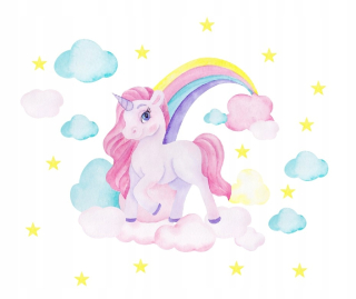 Destké samolepky - Nástenné nálepky Unicorn Dúhové oblaky 100x100