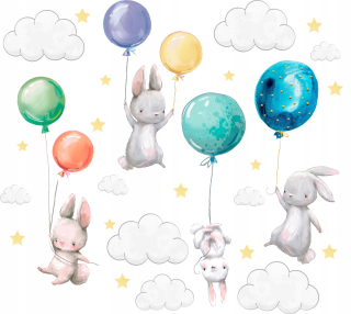 Samolepky do detskej izby - Bunny nástenné nálepky balóny pre deti l