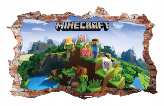 Destké samolepky - Nálepky na stenu minecraft hrajte 115x75 cm