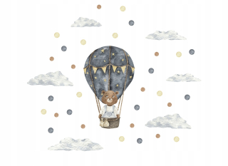 Destké samolepky - Nástenné nálepky plyšový medvedík v balóne Cloud Dots