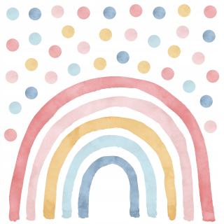 Destké samolepky - Samolepky na stenu Pink rainbow v2 Dots L