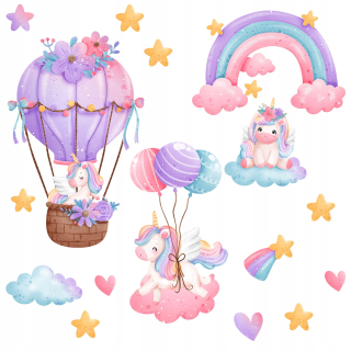 Destké samolepky - Nálepky na stenu pre dievčatá UNICORN rainbow