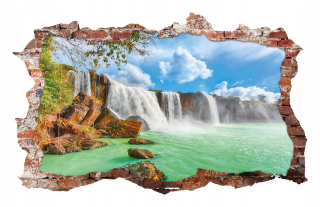 Samolepky do detskej izby - Nálepky na stenu Pohľad 3D vodopád 115x75