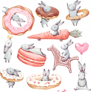 Samolepky do detskej izby - Bunny nástenné nálepky sladké zvieratá s