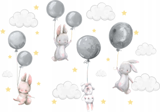 Samolepky do detskej izby - Bunny nástenné nálepky balóny pre deti 150 5