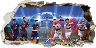 Samolepky do detskej izby - STRÁNKY STRÁNKY Futbalisti 3D diera, zo steny