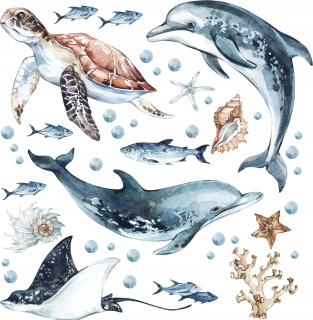 Samolepky do detskej izby - Detské samolepky na stenu Zvieratká Ocean Fish