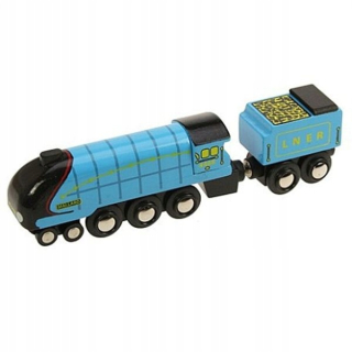 Modrá parná lokomotíva Mallard Bigjigs Rail