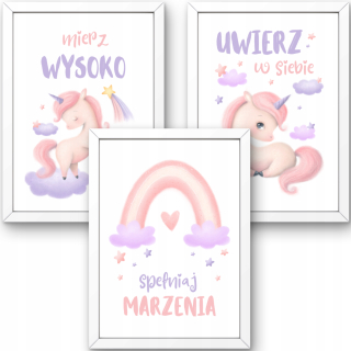 Detský obraz - OBRÁZKY DO DETSKEJ IZBY SET 3X PLAGÁTY A4