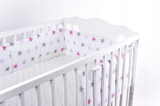 Chránič do detskej postielky - Protect COT 180 x 30 cm ružové hviezdy