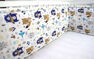 Chránič do detskej postielky - Ochranca vysokej postele 40 x 360 cm lesný chlapec