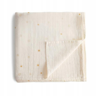 Prikrývka, prehozy na posteľ - Letná prikrývka 120x120 Bio Cotton Sun Mushie