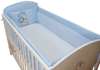 Chránič do detskej postielky - 420 cm ochranca pre postieľku 70x140 Srdce Blue