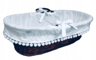 Chránič do detskej postielky - Moses Basket Protector 220-255 s pompoms