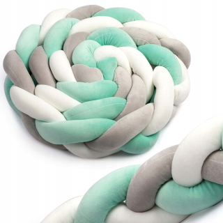Chránič do detskej postielky - Krv Braid 3m biela šedá celadin