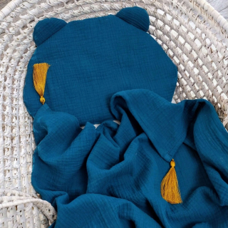 Prikrývka, prehozy na posteľ - Muslinic Swaddler 65x100 s tenkými strapcami