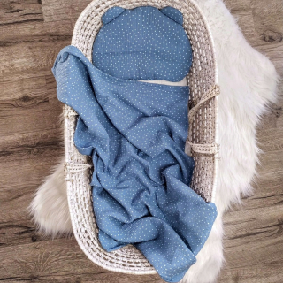 Prikrývka, prehozy na posteľ - MUSLINE SWADDLE Prikrývka pre deti 65x100 modrá