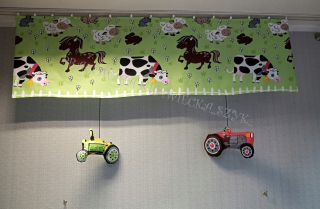Detské záclony - Panel Farma Animals Tractors Detská izba