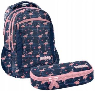 Školský batoh - Paso škola sada batohu ceruzka Case Beuniq Flamingos