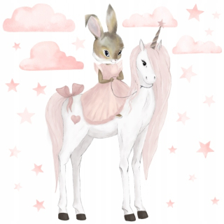 Destké samolepky - Pastel Bunny na nálepke Unicorn 150 cm