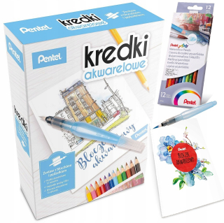 PENTEL Akvarelové pastelky + podložka + vodná kefa