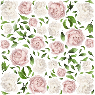Samolepky do detskej izby - Peon peonies kvety nástenné nálepky 250 cm xxl