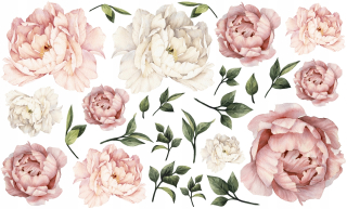 Destké samolepky - Peonie Flowers Pivonies Stuety for Wall 100x60 XL