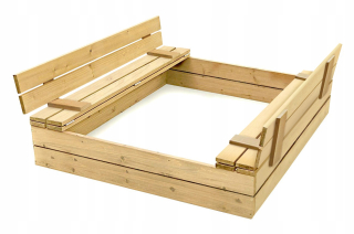 Detské pieskovisko - SANDBOX S SKLÁDACÍMI LAVICAMI 150x150 GARTISY