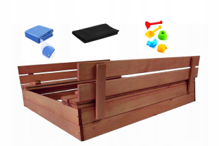 Detské pieskovisko - SANDBOX S ZATVORENÝMI Lavičkami 120x120 ZADARMO!