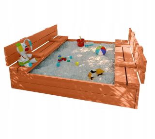Detské pieskovisko - ZATVORENÝ SANDBOX S LAVICOU 120 x 120 - 15%