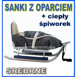 Sánky - Piccolino strieborné sane s operadlom spiorker