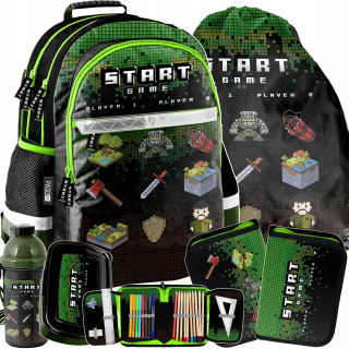 Školský batoh - SET PIXELS MINECRAFT ŠKOLSKÝ BATOH PRE CHLAPCI