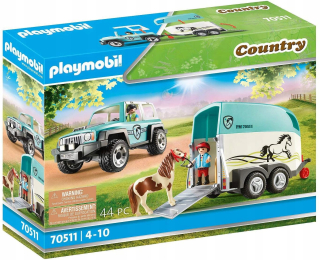 Stavebnica - PLAYMOBIL 70511 Auto s prívesom na prepravu koní