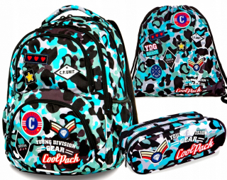 Školská taška, batoh - BACKPACK 3IN1 DART CAMO BLUE 27L COOLPACK A29113