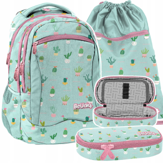 Školská taška, batoh - Backpack Beuniq School Youth Mint Cacti
