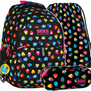 Školská taška - batoh, set, zostava - Backpack Backup School Set Strawberry Class 1-3
