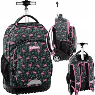 Školská taška, batoh - BUNIQ BACKPACK SCHOOLNOSTI NA KOLESOVANÝCH DÁMCOVÝCH FLAMINGOS