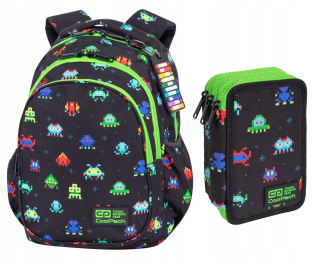 Školský batoh - Coolpack batoh Jerry Pixels + puzdro Triple Cencil