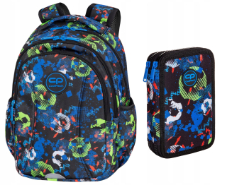 Školský batoh - Batoh Coolpack Joy S Football Blue Puincil Case.