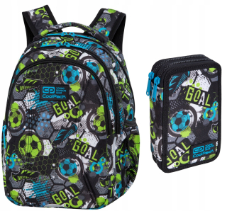 Školská taška, batoh - COOLPACK JOYKA S FOTBAL BACKPACK + DOUBLE CASE