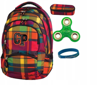 Školská taška, batoh - Batoh Coolpack Sunset Check + Puzdro na ceruzku + Spinner + OPA