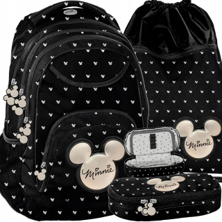 Školský batoh - Čierna mládežnícka škola batohová škola Minnie Mouse