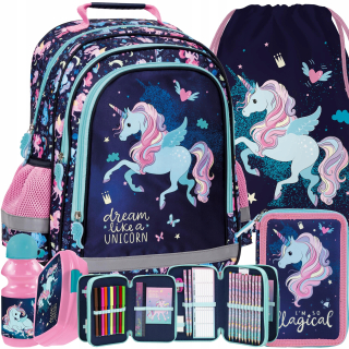 Školský batoh - Unicorn Backpack School 5in1 Unicorn Feather