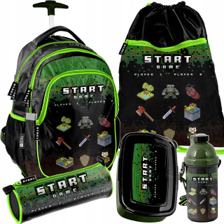 Školský batoh - Batoh Minecraft Set 5in1 na školských kolesách