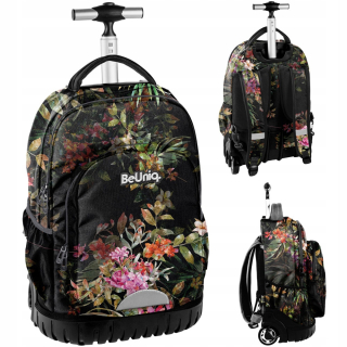 Školská taška, batoh - BACKPACK NA KOLESOVANÍ MLÁDEŽE BLACKOVÉ KVETY BEUNIQ