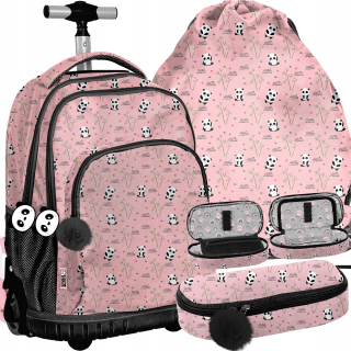 Školský batoh - PANDA KOLESOVÝ BATOH DIEVČANSKÁ PANDA SET